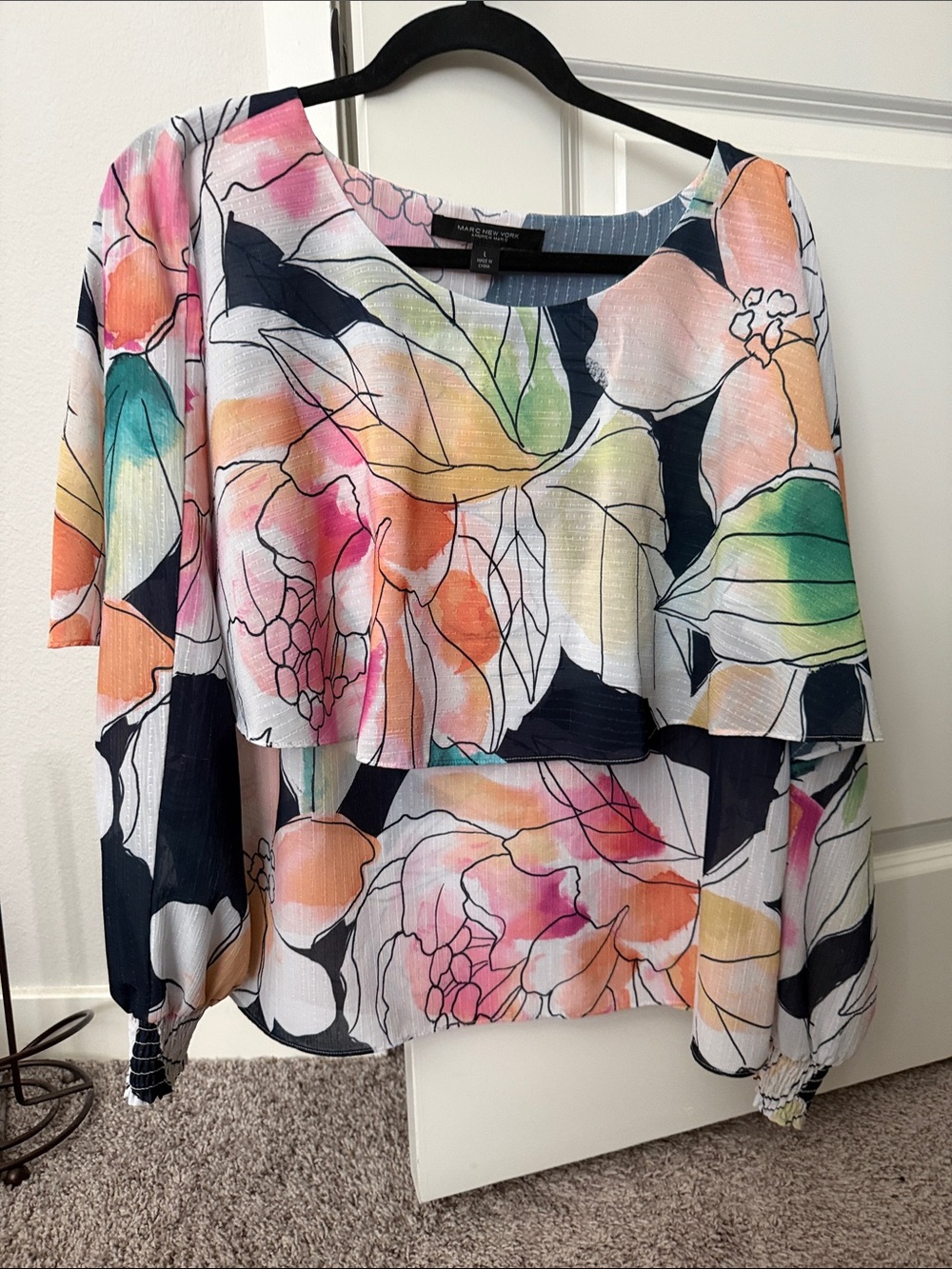 Marc New York Multicolor Floral Layered Blouse
